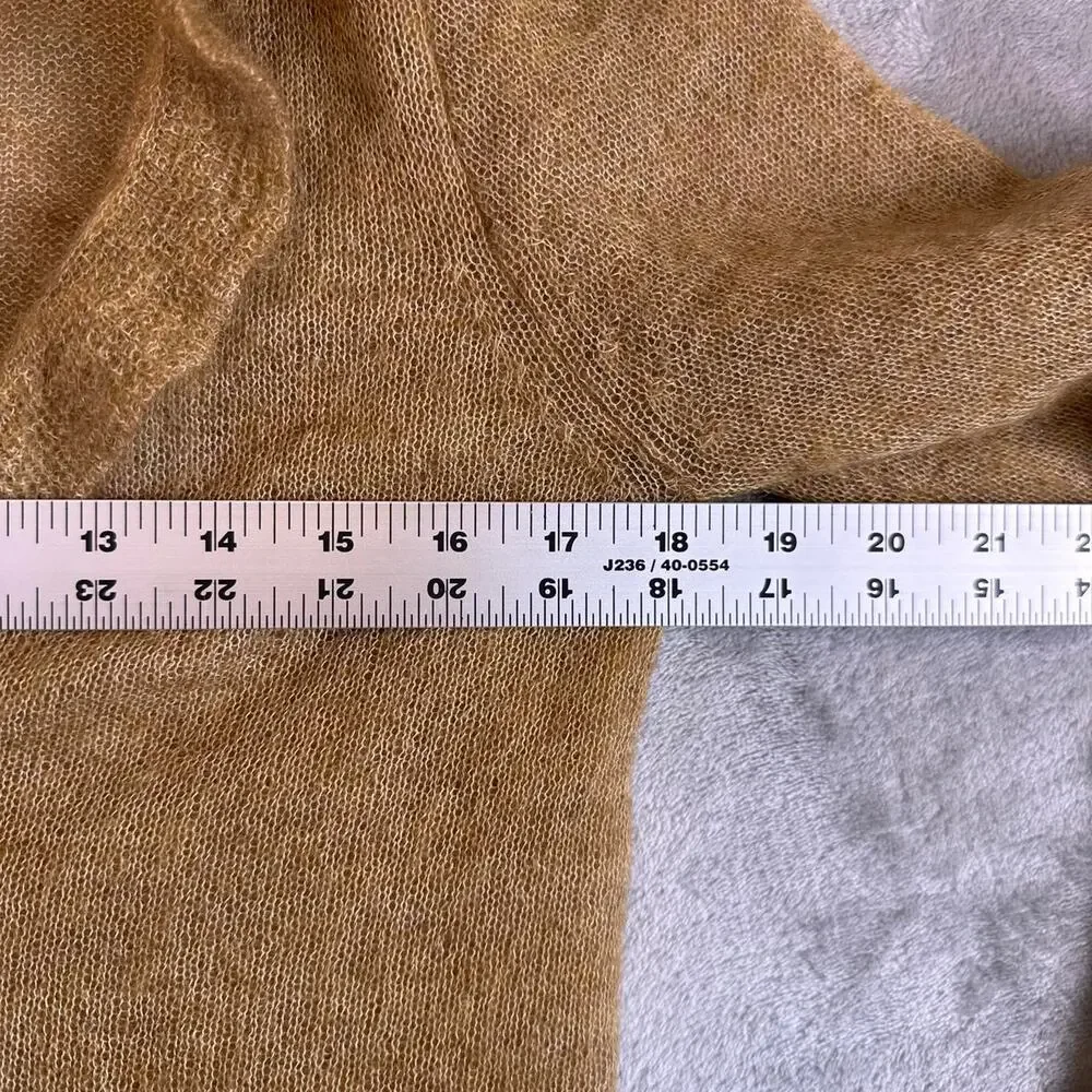 J.Crew Mohair Blend Cardigan Women's Medium Brown Ruffle Button Cozy Sweater